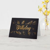 Botanische Faux Gold Leaf en Charcoal Birthday Kaart (Gele Bloem)