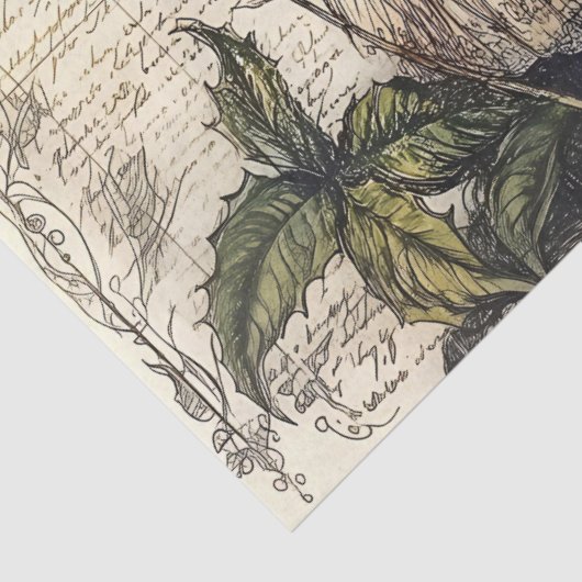 botanische fee met Antiek script Tissuepapier (Detail)