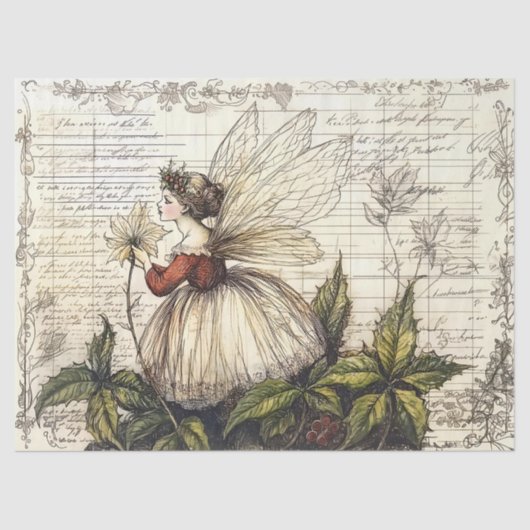 botanische fee met Antiek script Tissuepapier (Voorkant)