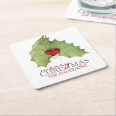 Botanische feestdag Elegant Merry kerstnaam Kartonnen Onderzetters (Schuin)