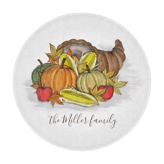 Botanische feestdag Harvest Cornucopia Waterverf Snijplank (Voorkant)