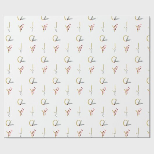 Botanische feestdag - Joy Rustic Gold Minimal Part Cadeaupapier (Vlak)