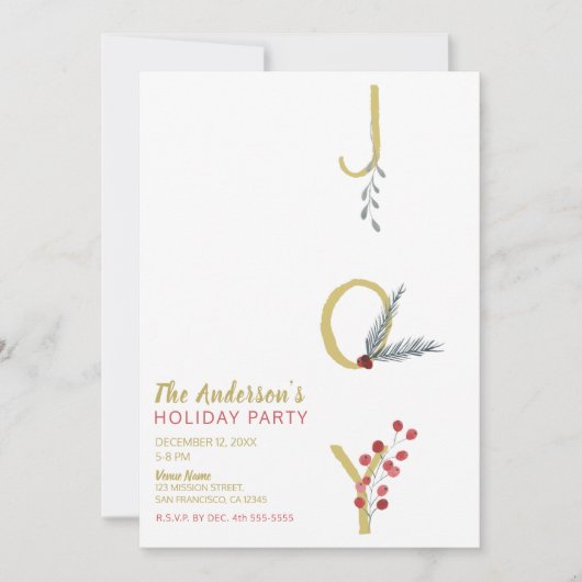 Botanische feestdag - Joy Rustic Gold Minimal Part Kaart (Voorkant)