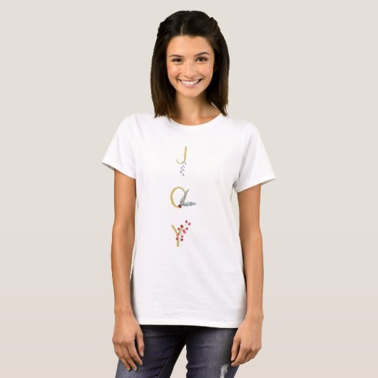 Botanische feestdag - Joy Rustic Gold Minimal Part T-shirt (Voorkant volledig)