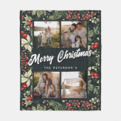 Botanische Feestelijke 4 Fotocollage Kerstmis Fleece Deken (Voorkant)