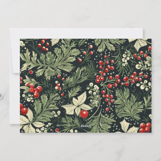 Botanische Feestelijke 5 Fotocollage Kerstmis Feestdagenkaart (Achterkant)