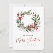 Botanische Feestelijke Kerstkrans Vrolijk Kerstfee Feestdagenkaart (Voorkant)