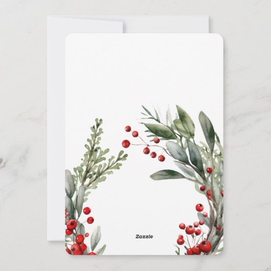 Botanische Feestelijke Kerstkrans Vrolijk Kerstfee Feestdagenkaart (Achterkant)