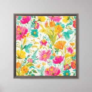botanische feniks Roze en Oranje design Canvas Afdruk