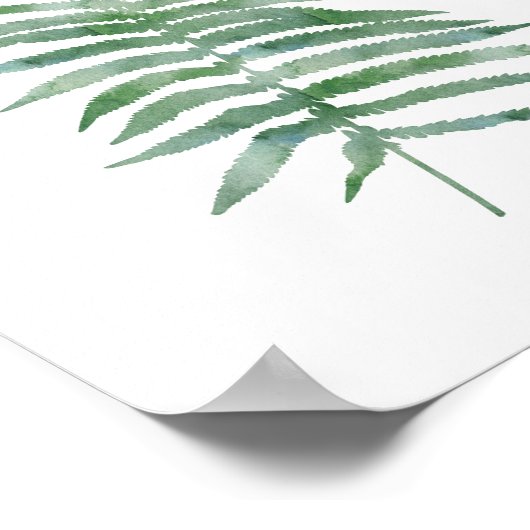 Botanische fern Leaf Green Waterverf Natuur Plant Poster (Hoek)