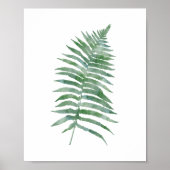 Botanische fern Leaf Green Waterverf Natuur Plant Poster (Voorkant)