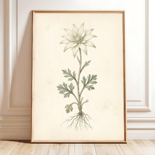 Botanische Flanel Bloem Canvas Print Kunst