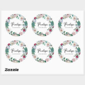 botanische flora met flacon met naam ronde sticker (Vel)