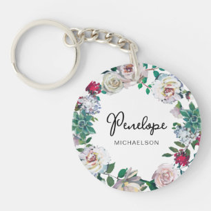 botanische flora met flacon met naam sleutelhanger