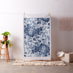  botanische flora Toile Indigo Blue Posy Stof