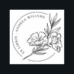 Botanische flora uit de bibliotheek van ex-libris  zelfinktende stempel<br><div class="desc">Botanische flora uit de bibliotheek van Ex Libris,  zelfinkende stempel met handgetekende bloemen met botanische elementen,  jouw naam in een ronde typografie links met een dunne cirkelvormige rand.</div>