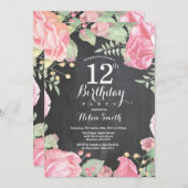 Botanische Floral 12e verjaardag uitnodiging (Voorkant / Achterkant)