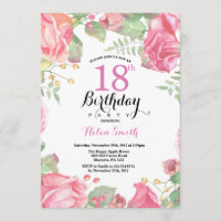 Botanische Floral 18e uitnodiging van 18e verjaard