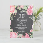 Botanische Floral 30th Birthday Invitation Kaart (Staand voorkant)