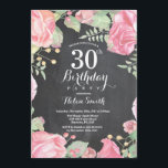 Botanische Floral 30th Birthday Invitation Kaart<br><div class="desc">Botanische Floral 30th Birthday Invitation. Floral Pink Peonies Birthday Invitation for Women. Waterverf Floral Flower. Elegant roze en Peony Flowers. Volwassen verjaardag. Chalkboard Achtergrond. Zwart-wit. 13e 15e 16e 18e 21e 30e 40e 50e 60e 70e 90e 100e, Alle leeftijden. Voor verdere aanpassing, te klikken gelieve de knoop "van de Aanpassing het"en...</div>