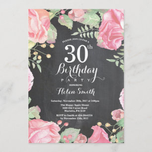 Botanische Floral 30th Birthday Invitation Kaart