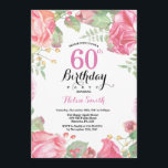 Botanische Floral 60th Birthday Invitation Kaart<br><div class="desc">Botanische Floral 60th Birthday Invitation. Floral Pink Peonies Birthday Invitation for Women. Waterverf Floral Flower. Elegant roze en Peony Flowers. Volwassen verjaardag. Witte achtergrond. Zwart-wit. 13e 15e 16e 18e 21e 30e 40e 50e 60e 70e 90e 100e, Alle leeftijden. Voor verdere aanpassing, te klikken gelieve de knoop "van de Aanpassing het"en...</div>