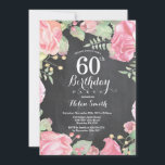 Botanische Floral 60th Birthday Invitation Kaart<br><div class="desc">Botanische Floral 60th Birthday Invitation. Floral Pink Peonies Birthday Invitation for Women. Waterverf bloem. Elegant roze Rose en Peony Flowers. Volwassen verjaardag. Chalkboard Achtergrond. Zwart-Wit. 13e 15e 16e 18e 21e 30e 40e 50e 60e 70e 90e 100e, Alle leeftijden. Voor verdere aanpassing, te klikken gelieve de knoop "van de Aanpassing het"en...</div>