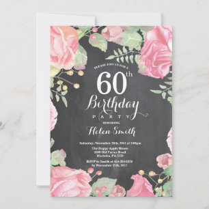 Botanische Floral 60th Birthday Invitation Kaart