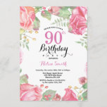 Botanische Floral 90th Birthday Invitation Kaart<br><div class="desc">Botanische Floral 90th Birthday Invitation. Floral Pink Peonies Birthday Invitation for Women. Waterverf Floral Flower. Elegant roze en Peony Flowers. Volwassen verjaardag. Witte achtergrond. Zwart-wit. 13e 15e 16e 18e 21e 30e 40e 50e 60e 70e 90e 100e, Alle leeftijden. Voor verdere aanpassing, te klikken gelieve de knoop "van de Aanpassing het"en...</div>