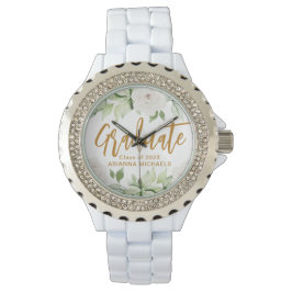 Botanische Floral Afstuderen Afstuderen Wit Horloge