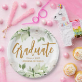 Botanische Floral Afstuderen Afstuderen Wit Papieren Bordje (Feest)
