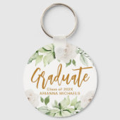 Botanische Floral Afstuderen Afstuderen Wit Sleutelhanger (Voorkant)
