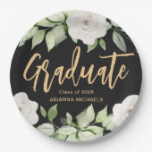 Botanische Floral Afstuderen Script Afstuderen Bla Papieren Bordje (Voorkant)