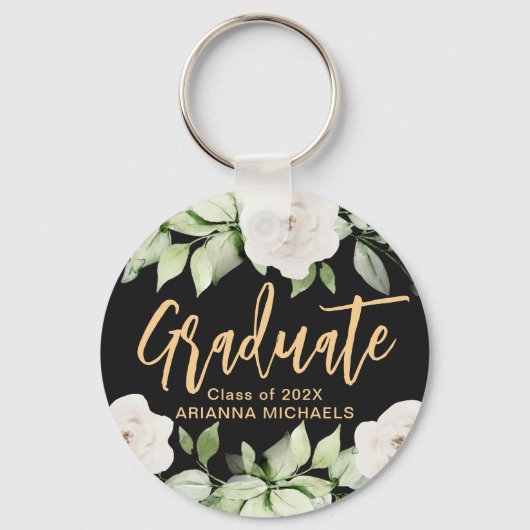 Botanische Floral Afstuderen Script Afstuderen Bla Sleutelhanger (Voorkant)