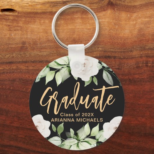 Botanische Floral Afstuderen Script Afstuderen Bla Sleutelhanger (Voorkant)