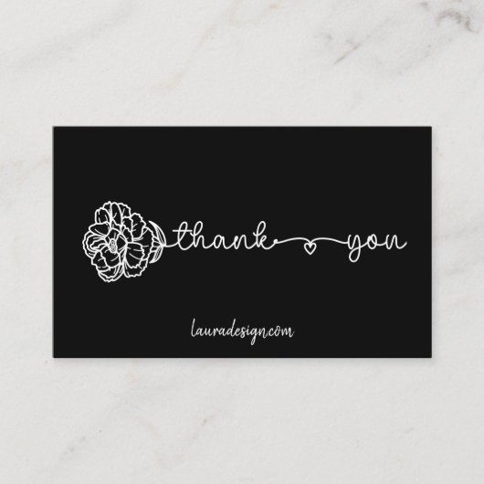 Botanische Floral Black — Minimale dank voor Logo Visitekaartje (Voorkant)