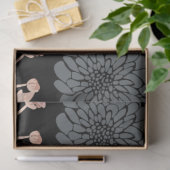 Botanische Floral Black Roze Tissuepapier (Geschenk)