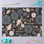 Botanische Floral Black Roze Tissuepapier (Craft)
