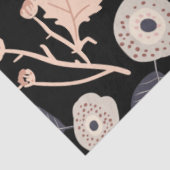 Botanische Floral Black Roze Tissuepapier (Detail)