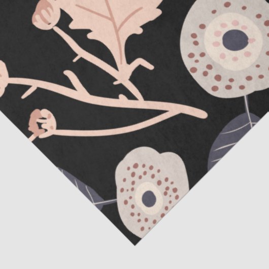 Botanische Floral Black Roze Tissuepapier (Detail)