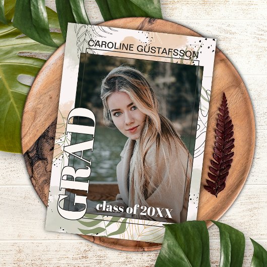 Botanische Floral Boho Afstuderen Aankondiging