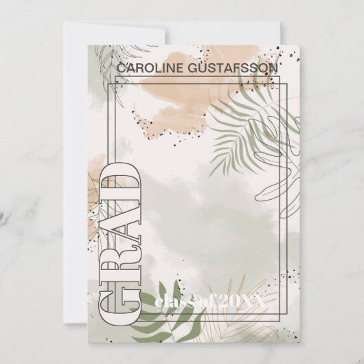 Botanische Floral Boho Afstuderen Aankondiging (Voorkant)