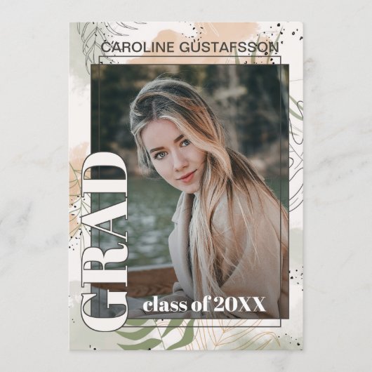 Botanische Floral Boho Afstuderen Aankondiging (Voorkant)