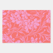 Botanische Floral Boho Art Design in Roze en Rood Inpakpapier Vel (Voorkant 3)