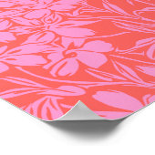 Botanische Floral Boho Art Design in Roze en Rood Poster (Hoek)