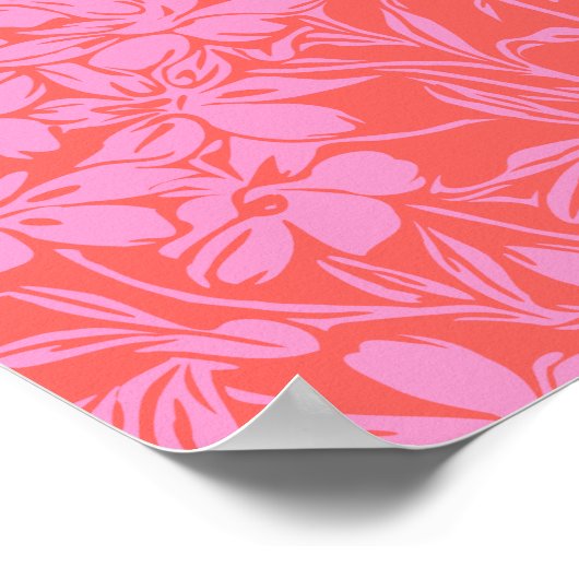 Botanische Floral Boho Art Design in Roze en Rood Poster (Hoek)