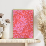 Botanische Floral Boho Art Design in Roze en Rood Poster<br><div class="desc">Botanische Floral Boho Art Design in Roze en Rood</div>