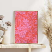 Botanische Floral Boho Art Design in Roze en Rood Poster