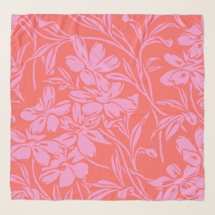Botanische Floral Boho Art Design in Roze en Rood Sjaal