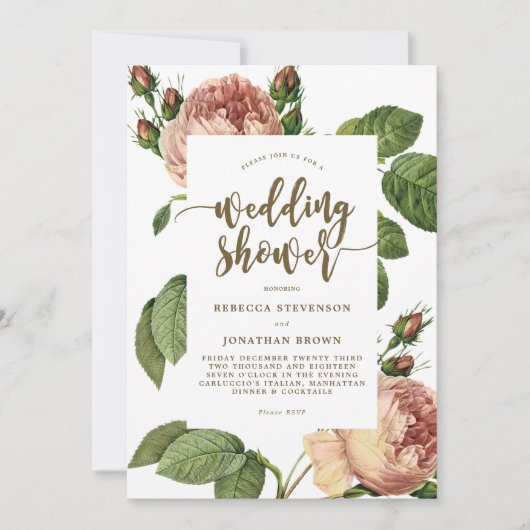 botanische floral bruiloft doucheuitnodiging kaart (Voorkant)
